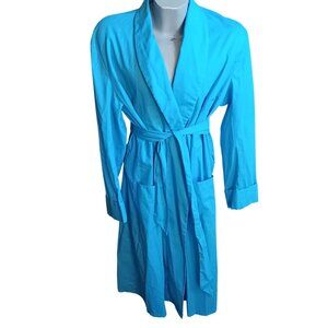 Large Vintage 70's Turquoise Penneys Towncraft Mens Bath Robe Belted Dacron Mod